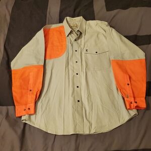 Browning Size XL Long Sleeve Collared Buttondown Tan/Orange Outdoor Shirt